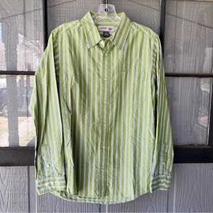 Urban Pipeline button down shirt, spring green with thin white and blue stripes